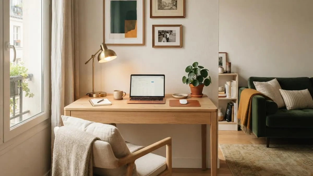 Aménager un coin bureau dans un petit salon carré pour optimiser le télétravail