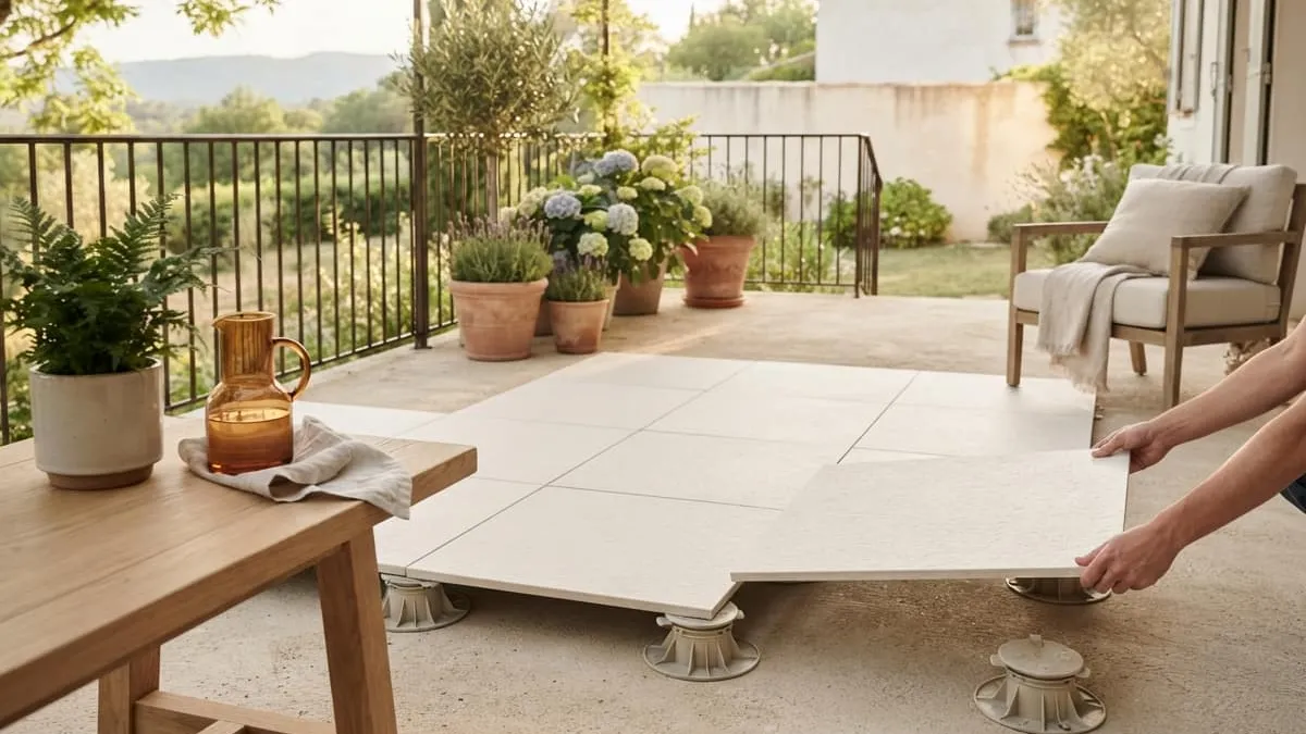 Comment poser des dalles sur plots sur une terrasse en béton facilement