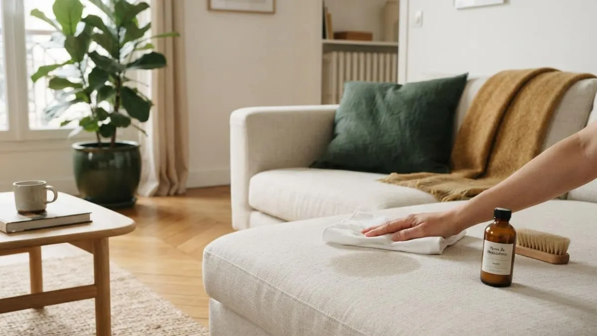 Enlever une tache de gras sur un canapé en tissu non déhoussable : méthodes efficaces