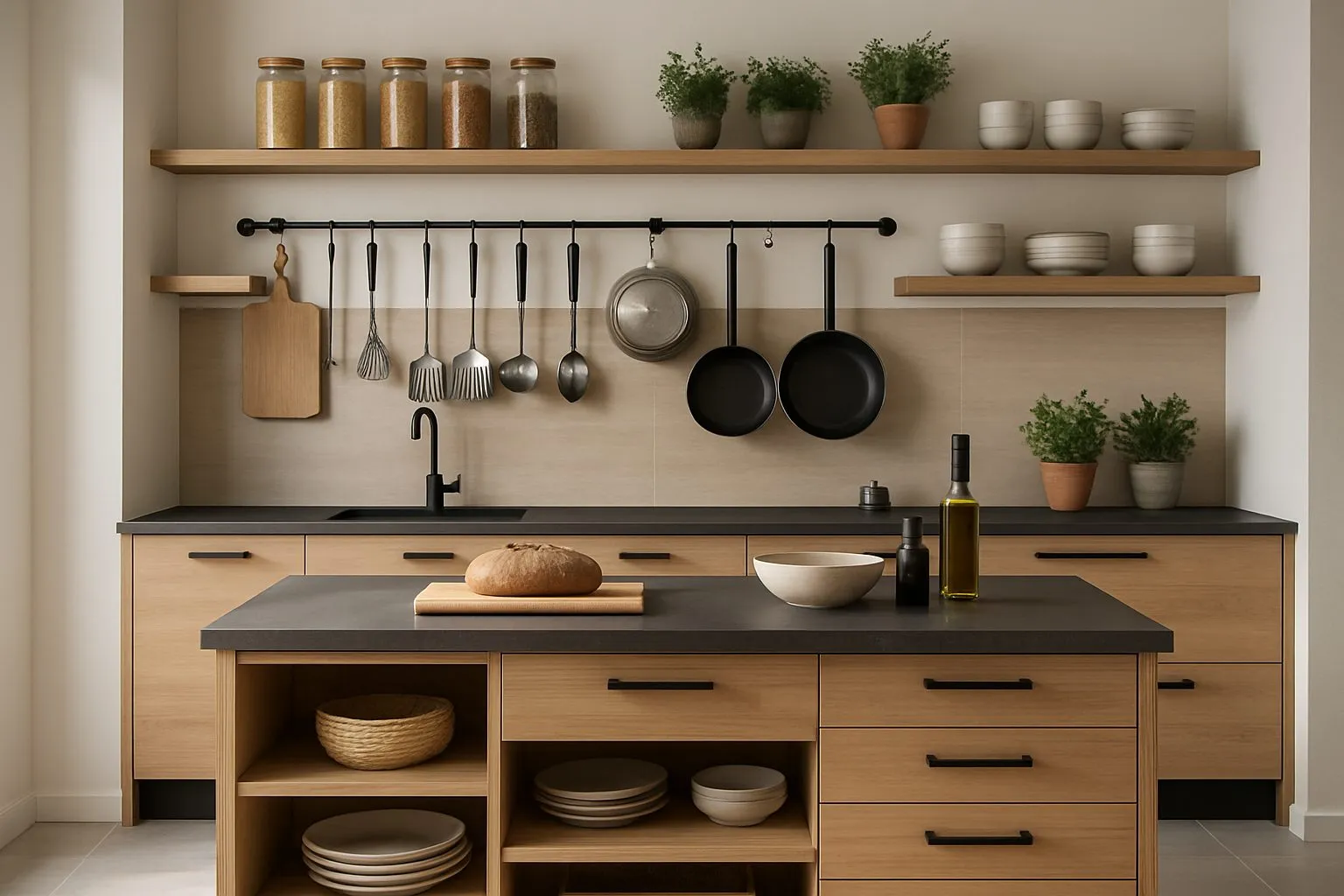 Astucieuses pour optimiser le rangement d’une cuisine sans placards hauts