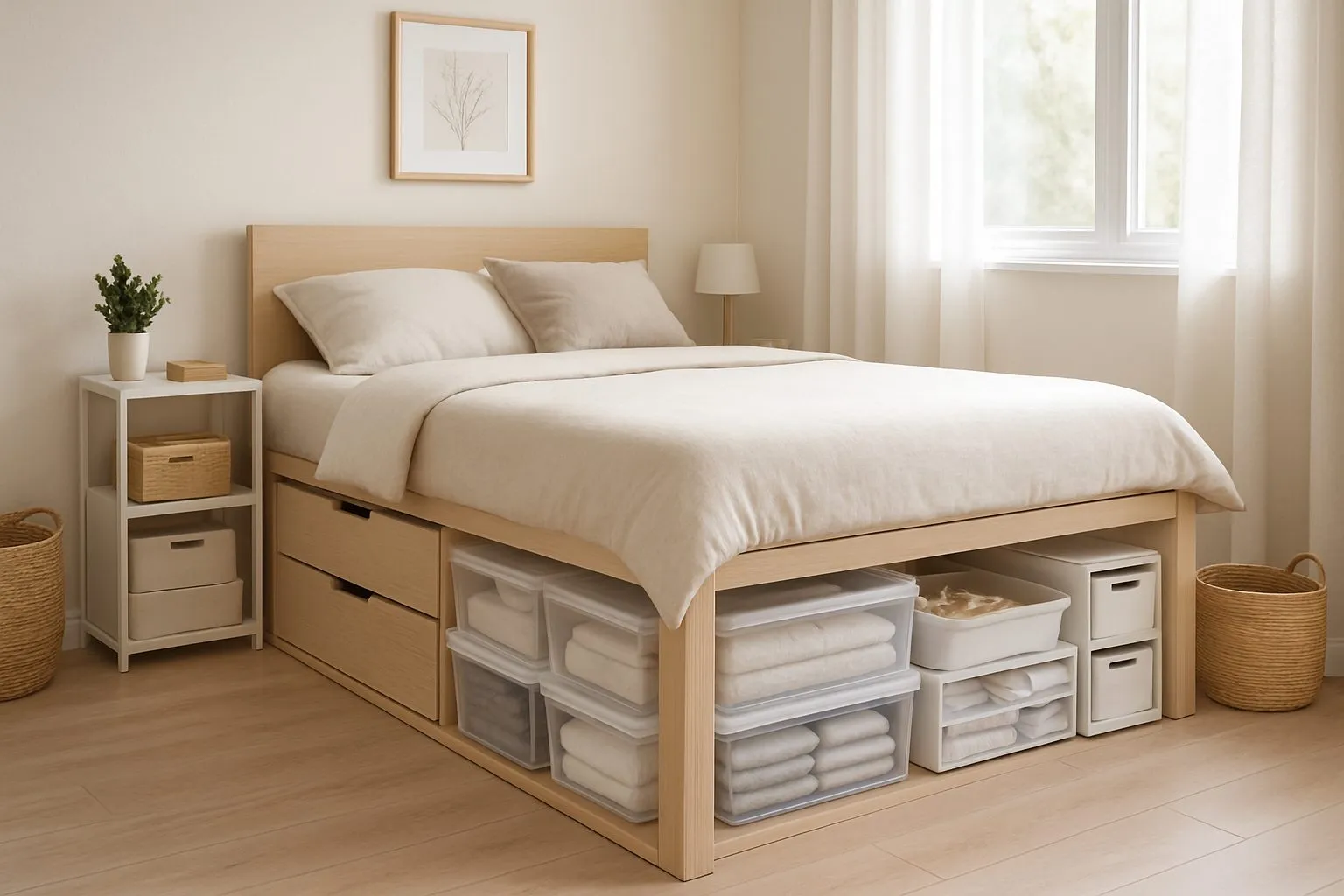 Optimiser le rangement sous le lit dans une petite chambre